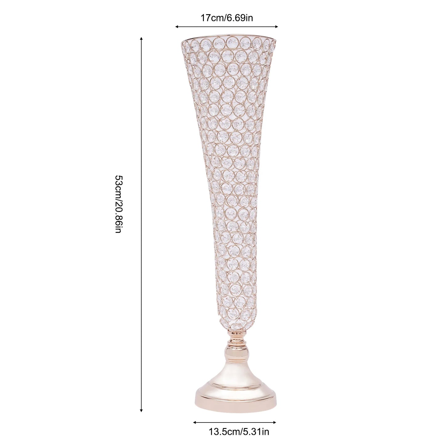 Crystal Wedding Flower Vase for Artificial Flower, Crystal Flower Stand for Anniversary Ceremony Party Event Home Decoration