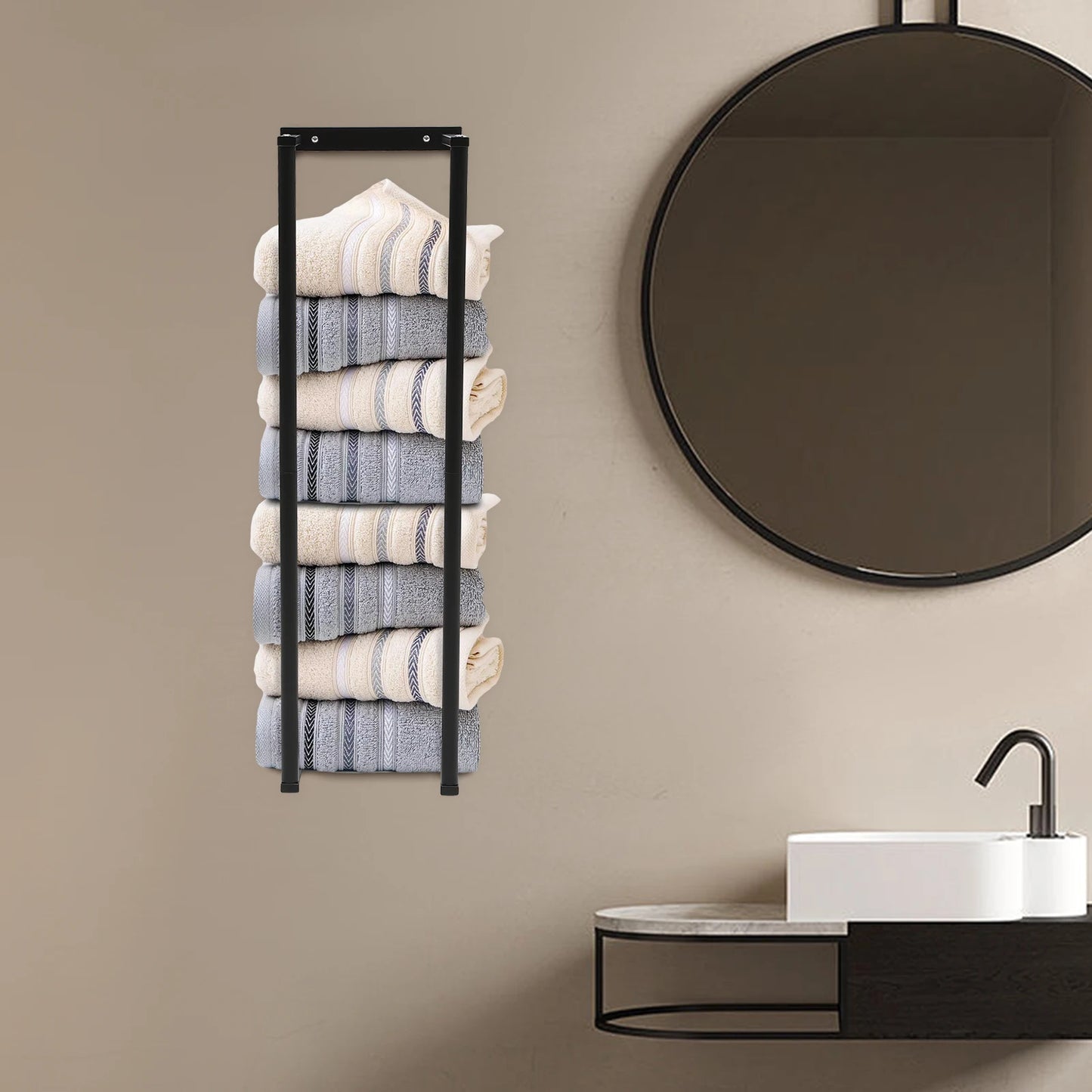 Towel Rack for Bathroom, Towel Storage Wall Mounted Bath Towel Holder for Folded Large Towel Washcloths, Bathroom Organize
