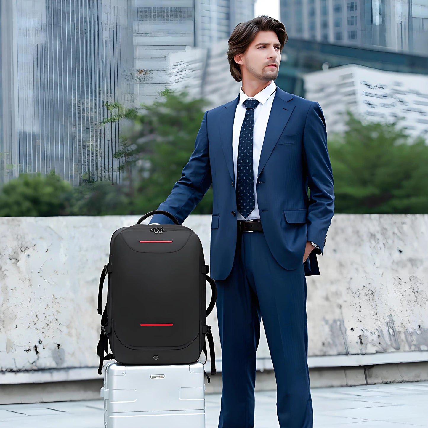 REDLOTUS Men's Large Capacity Travel Backpack Vacuum Compressed Expandable Business Computer Bag Airback USB TYPE-C backpack