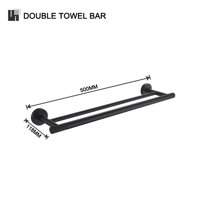 Brushed Gold Black Stainless Steel Wall-mounted Bathroom Storage Paper Towel Holder Toilet Brush Bath Robe Hook Soap Dispenser