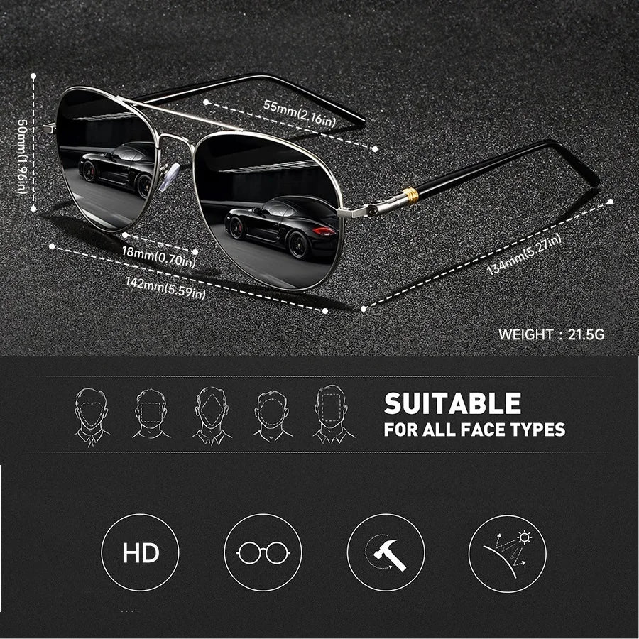 Fashion Vintage Metal Frame Sunglasses Men Women Fishing Driving Man Luxury Brand Designer Sun Glasses Anti-Glare Eyewear UV400