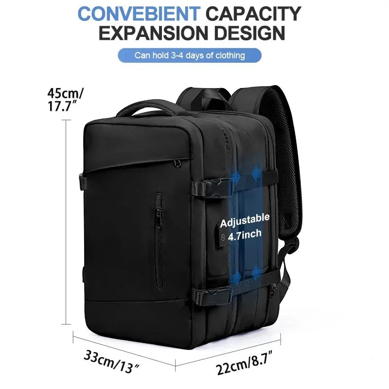 Likros Travel Backpack for Women Expandable Weekender Hiking Laptop Backpack with USB Port Large Waterproof 40L Men's Backpack