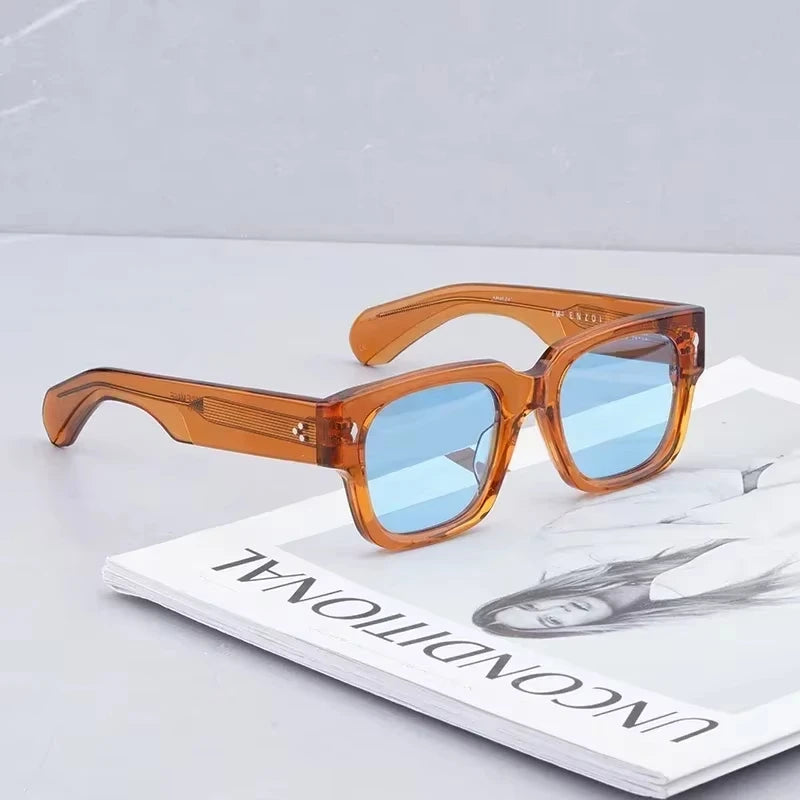 Sunglasses for Men Vintage Acetate Luxury Designer Sunglasses Women Occhiali Da Sole Da Uomo ENZO Red Lens Sunglasses
