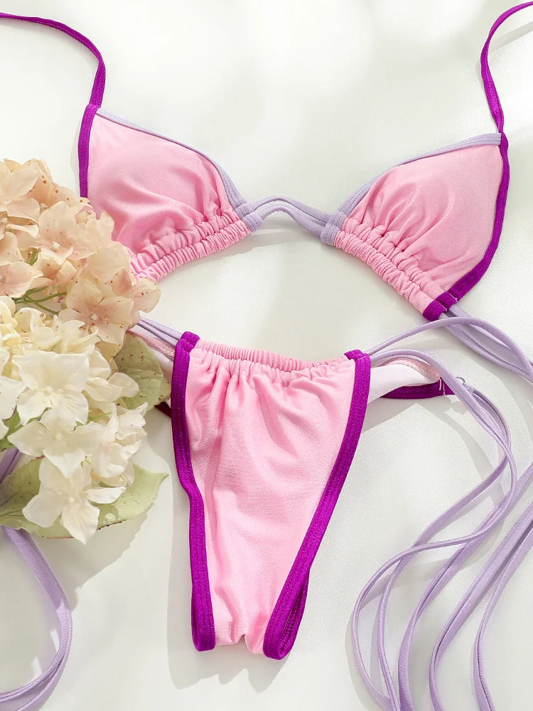 ZRTAK Sexy Bikini Sets Women Swimwear Bikinis Thongs Swimsuit Female Biquinis Bathing Suit Bandage Beachwear Two Piece Bikinis