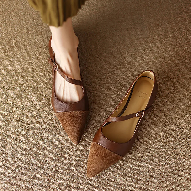 Women Flat Pumps Thin Low Heels for Women Pointed Toe Shallow Slip on Casual Work Office Female Comfort Shoes Zapatillas Mujer