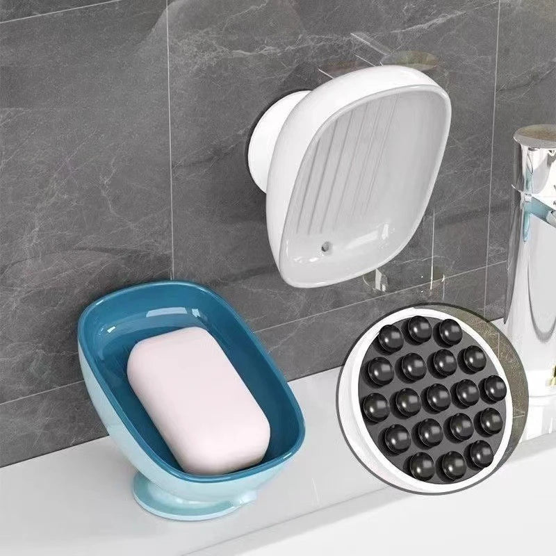 Super Suction Cup Soap Dish with drain water For Bathroom Soap Holder Kithcen Sponge Holder Soap container Bathroom Supplies