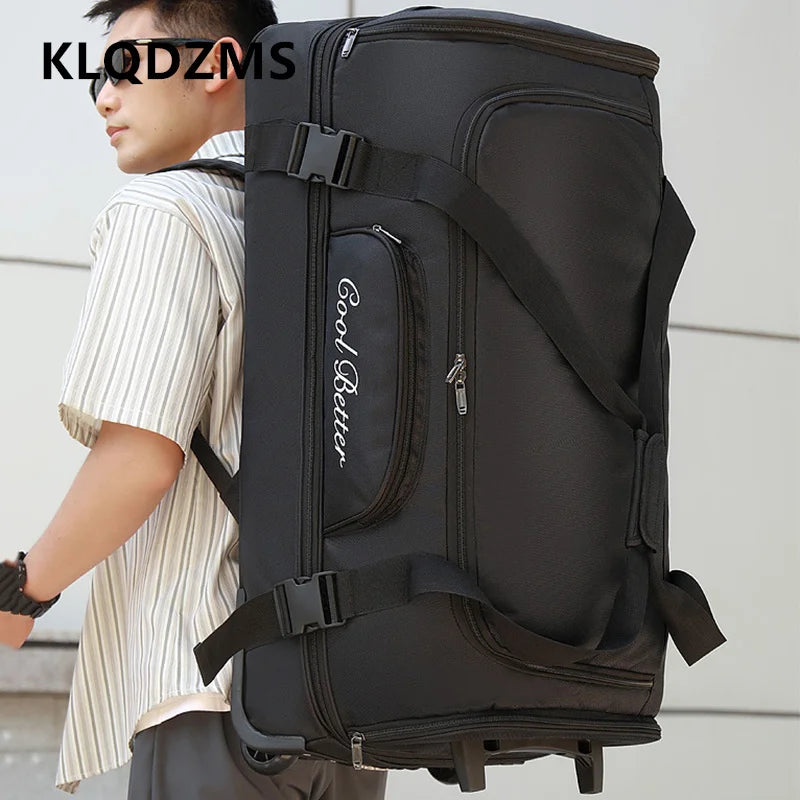 KLQDZMS Oxford Cloth Suitcase 34 Inch Large Capacity Zipper Trolley Bag Expandable Storage Bag Universal Wheel Rolling Luggage