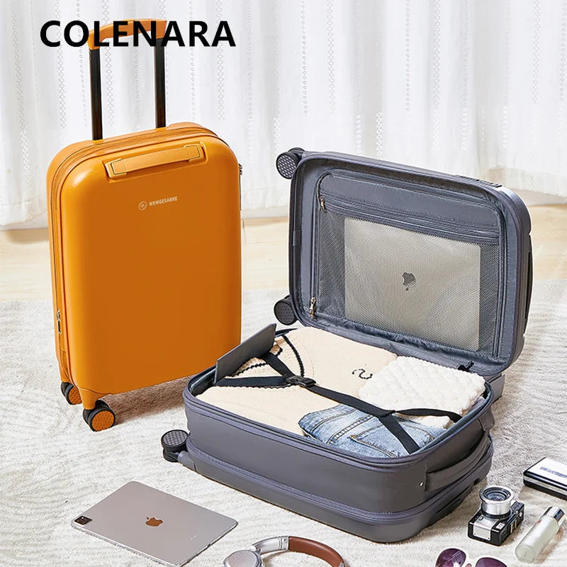 COLENARA ABS+PC Suitcase Large Capacity Trolley Case 20"24"28 Inch Boarding Box Women's Ultra-lightweight Rolling Luggage