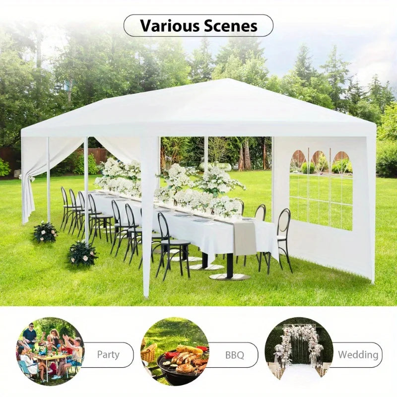 10'x30' white outdoor terrace covered wedding party tent with removable wall 8, ideal for outdoor activities