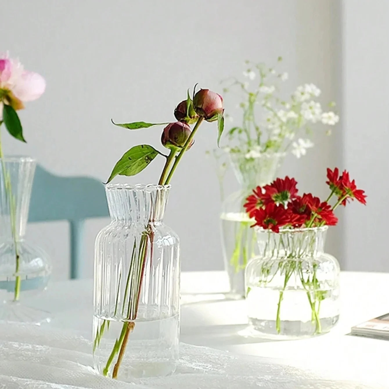 1/2/3pcs Nordic Creative Transparent Vases Glass Bottle Flower Pot Hydroponic Terrarium Arrangement Container Table Vase Decor