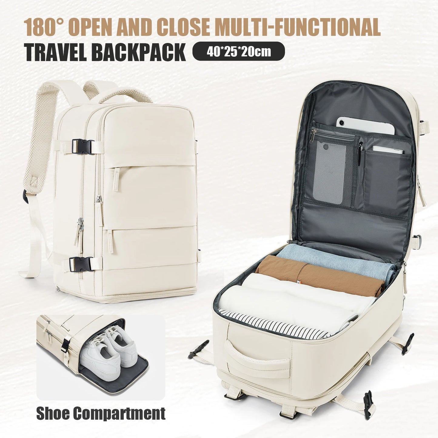 Cabin Airplane 40x20x25 Travel Backpack Anti Theft Backpack 15.6inch Portable Backpack Notebook Bag, Men Casual Hiking Backpack