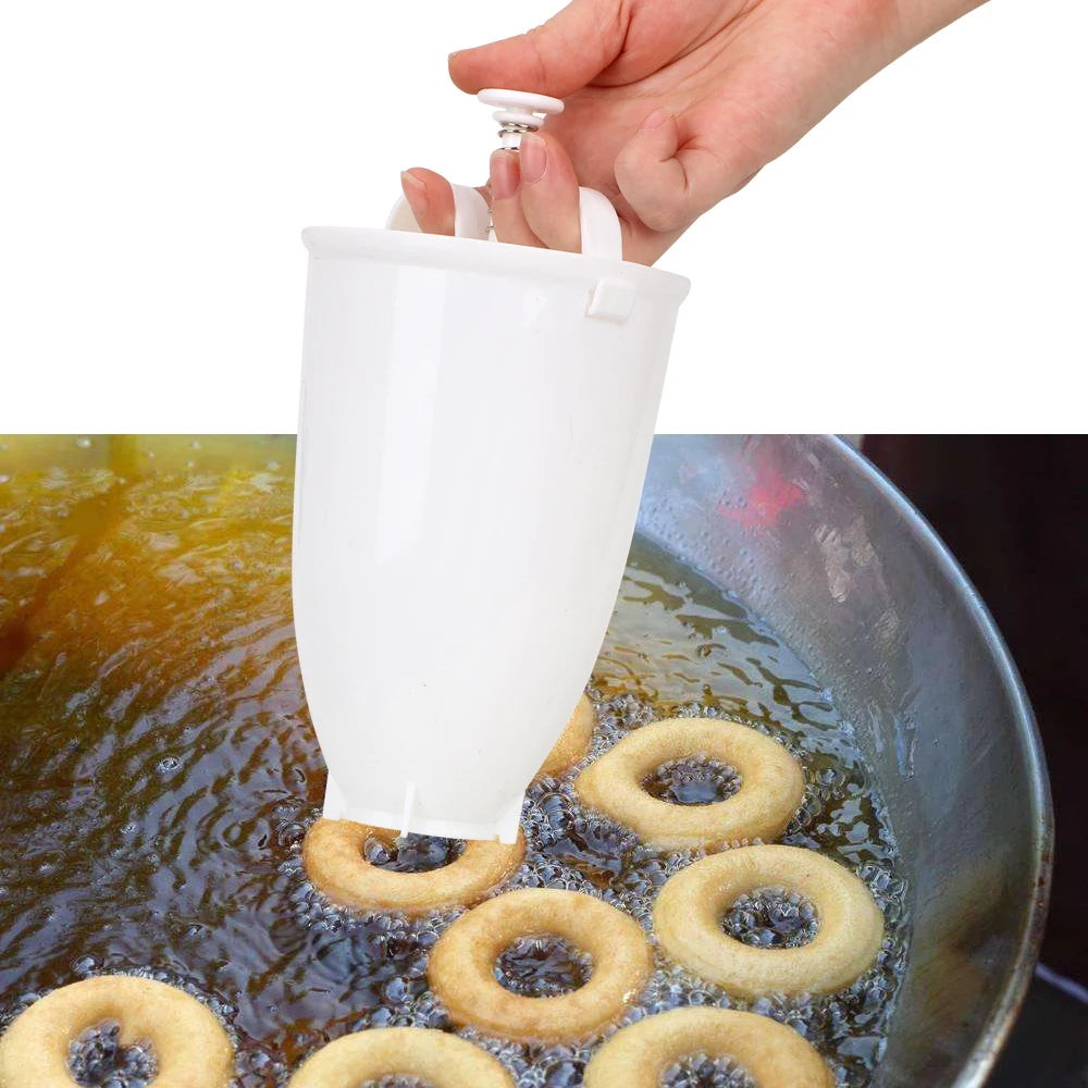 Portable Donut Maker Donut Mould Easy Fast Manual Waffle Dispenser Doughnut Machine Arabic Waffle Plastic Lightweight Deep Fry