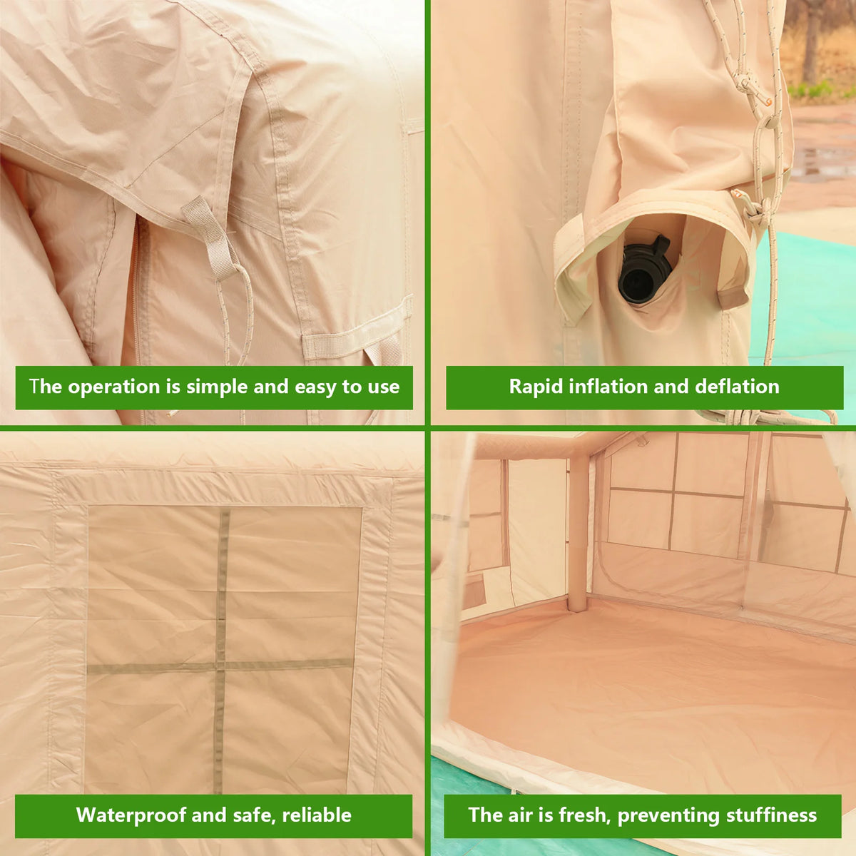 Inflatable House with Skylight Air Glamping Tents Easy Setup Inflatable Camping Tent with Pump