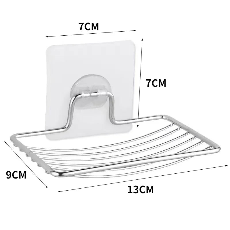 4/1pc Stainless Steel Soap Rack Punch-free Nail-free Bathroom Single Layer Drain Wall Hanging Sucker Soap Box Light Luxury Shelf
