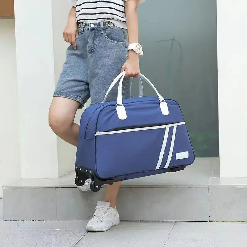 Portable Large Capacity Rolling Trolley Travel Bag Men's Boarding Case Hand Dragged Travel Duffels Zipper Women's Luggage