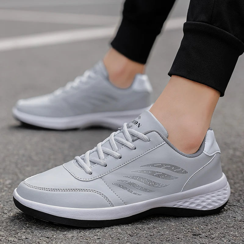 Men Walking Shoe Fashion Casual Sneakers Non-slip Man PU Leather Footwear