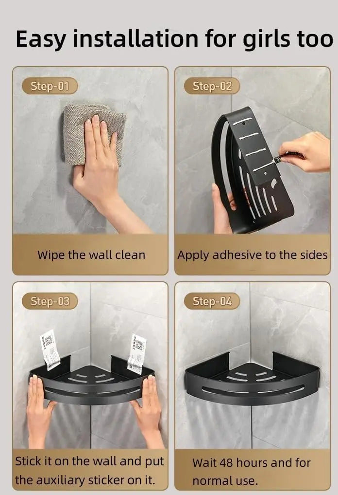 1/2/3Pcs Triangle Adhesive Shower Caddy Corner Shower Storage No Drilling Wall Mounted Bathroom Organizers and Storage