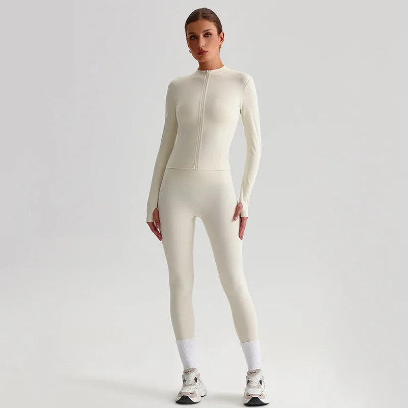 Yoga Jacket and Pants Set for Women Fitness Pilates Gym Wear Push Up Workout Activewear Outfit
