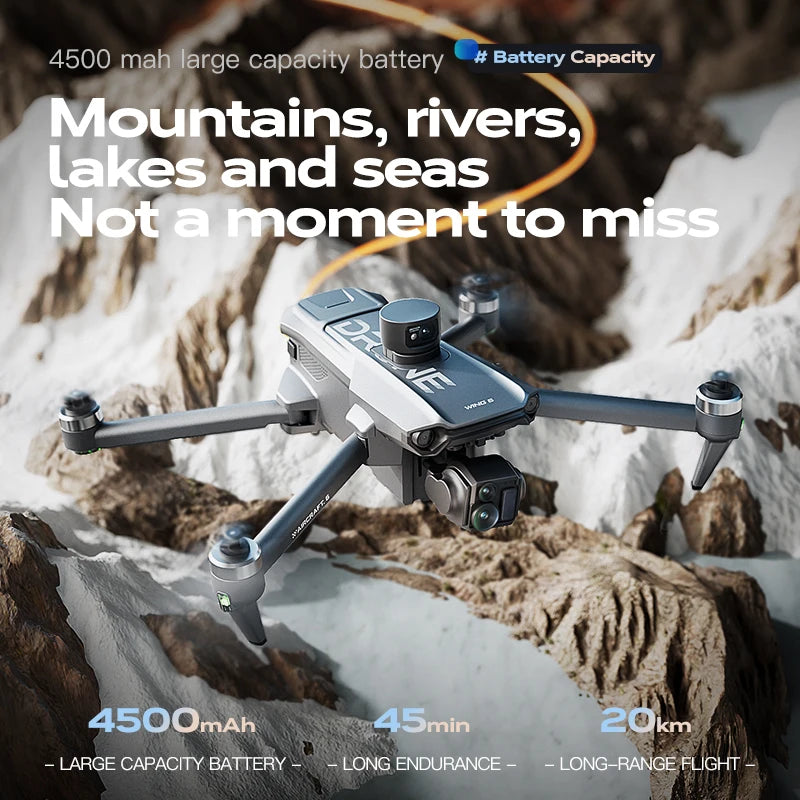 2025 Wing 6 Professional 8K High-Definition Aerial Photography GPS Drone 3-Axis Mechanical Brushless Stabilization Gimbal 20km