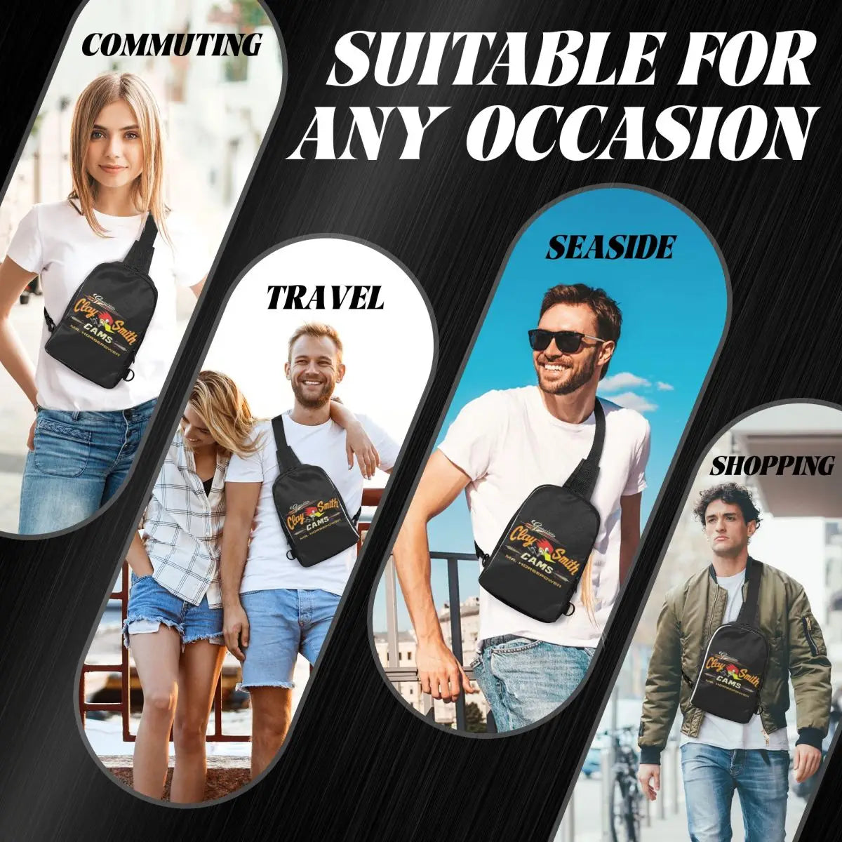 Made In The USA Street Mr.Horsepower Clay Smith Cams Chest Bag Men Sling Crossbody Backpack Chest Bag Daypack Shoulder Bag