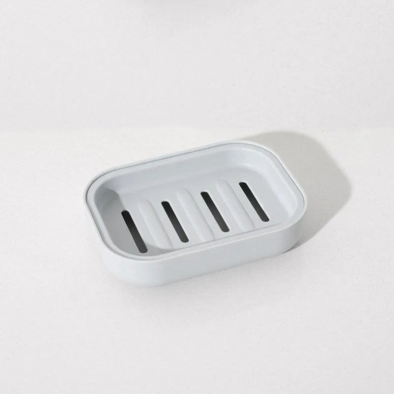 Portable Double-Layer Soap Dish with Drainage Cover Square Plastic Storage Box for Bathroom & Travel Use 