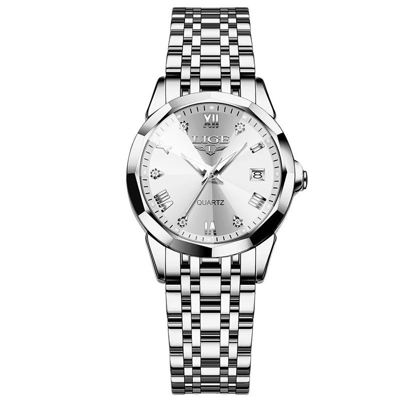 LIGE New Fashion Watch for Women Creative Steel Waterproof Women's Watches Elegant Original Luxury Ladies Quartz Wristwatch
