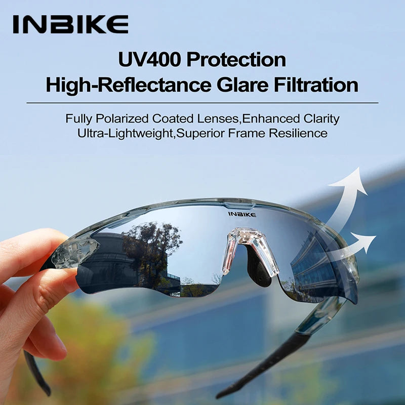 INBIKE Polarized Cycling Glasses UV400 Protection Sports Sunglasses for Road Biking Mountain Bike Running Hiking Outdoor Glasses