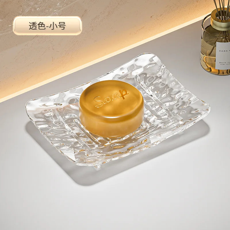 Transparent Light Luxury Soap-Box High-End Bathroom Glacier Patterned Soap-Storage Rack Household Use Soap Box Tray Soap Case