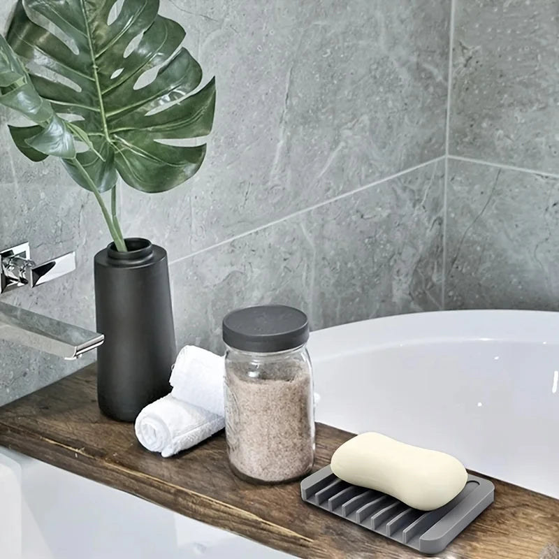 1/2pcs Self Draining Soap Holder Silicone Soap Dish Soap Saver for Shower Bathroom Kitchen Sponges Keep Soap Bars Dry Clean