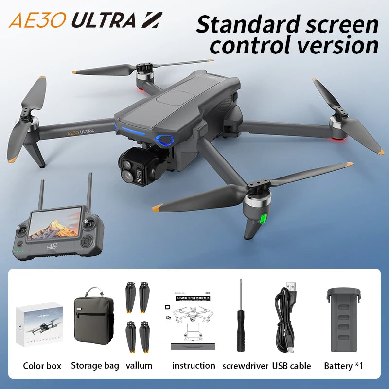 AE30 HD 8K Aerial Photography Drone with Three-Axis Gimbal GPS Automatic Return Remote Control Three-Axis Gimbal RC Quadcopter