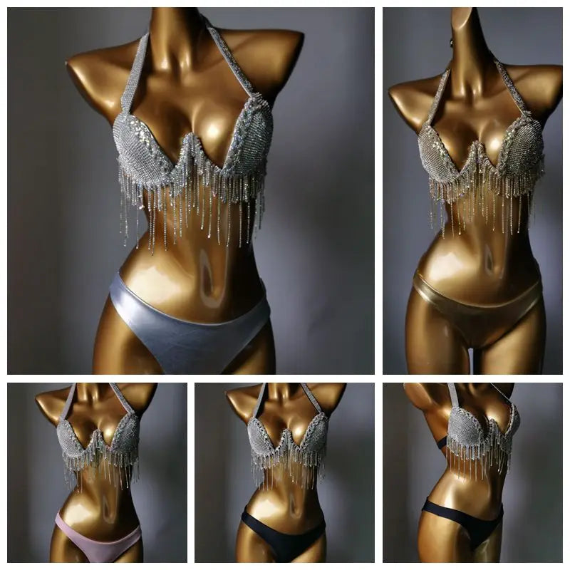 2023 newest crystal bikini swimwear fashion bar bikini blingbling swimwear bikini popular bathingsuit bikini