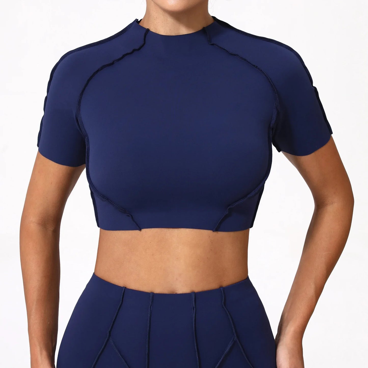 Women's Seamless Yoga Slimming Workout Shirts No Chest Pads Short Sleeve Top High Elasticity Lightweight Gym Sports Fitness Top