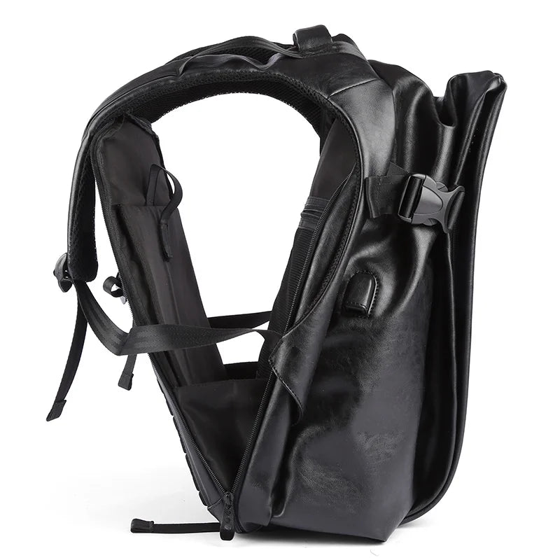 Men Leather Backpack, Waterproof Laptop Backpack, Large Capacity Business Backpack with USB Charging, Male Travel Sport Daypack