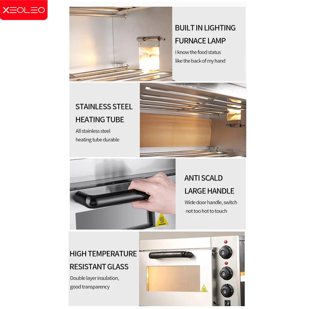 XEOLEO 13' Electric Pizza Oven 2500W Toaster Baker Oven Single Heighten Layer Baking Machine Commercial Baking Oven With Stone