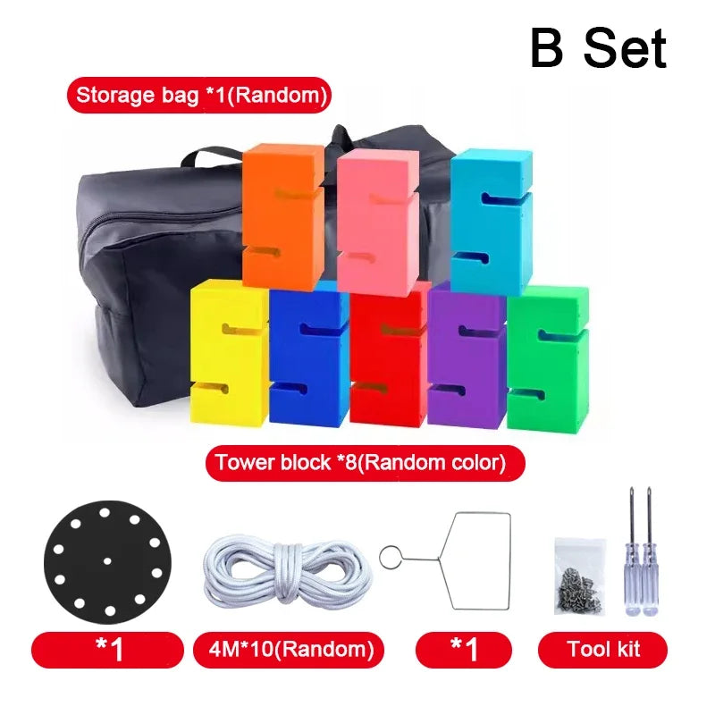 Outdoor Games Kids Toys Boys Girls Sensory System Training Adult Build Tower Block Together Team Building Fun Expansion Activity