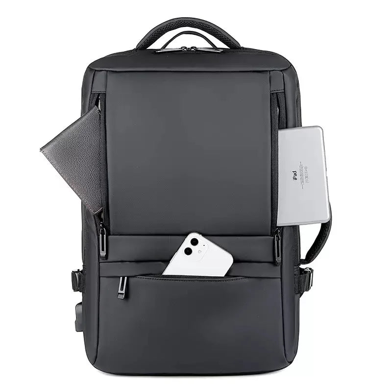 Mens Business Carry On Travel Backpack Flight Approved 40L Expandable Water Resistant 16" Laptop Backpack USB Charging Port