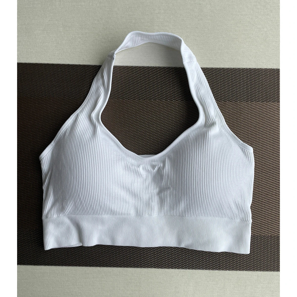 New Limitless Ribbed Seamless Halter Bra Spandex Woman Fitness Elastic Breathable Breast Enhancement Leisure Sports Underwear