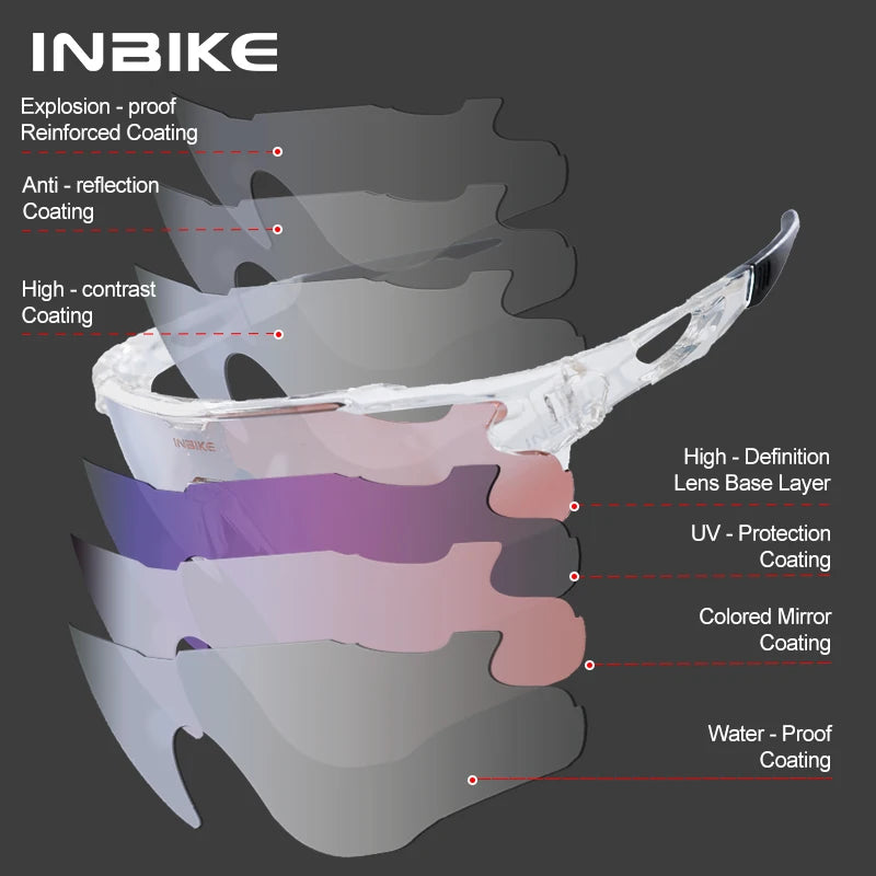 INBIKE Polarized Cycling Glasses UV400 Protection Sports Sunglasses for Road Biking Mountain Bike Running Hiking Outdoor Glasses