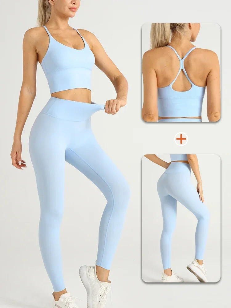 2 Piece Yoga Clothes Women's Tracksuit Athletic Wear Pilates Fitness Suit Gym Workout Push Up Clothes Sports Bra Leggings Suit