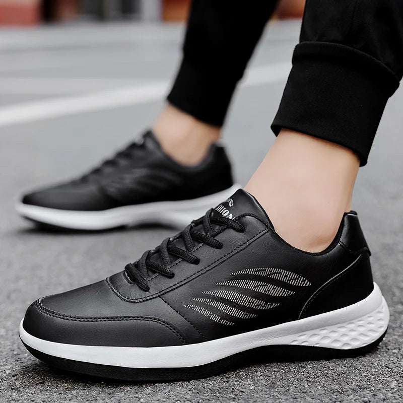 Men Walking Shoe Fashion Casual Sneakers Non-slip Man PU Leather Footwear