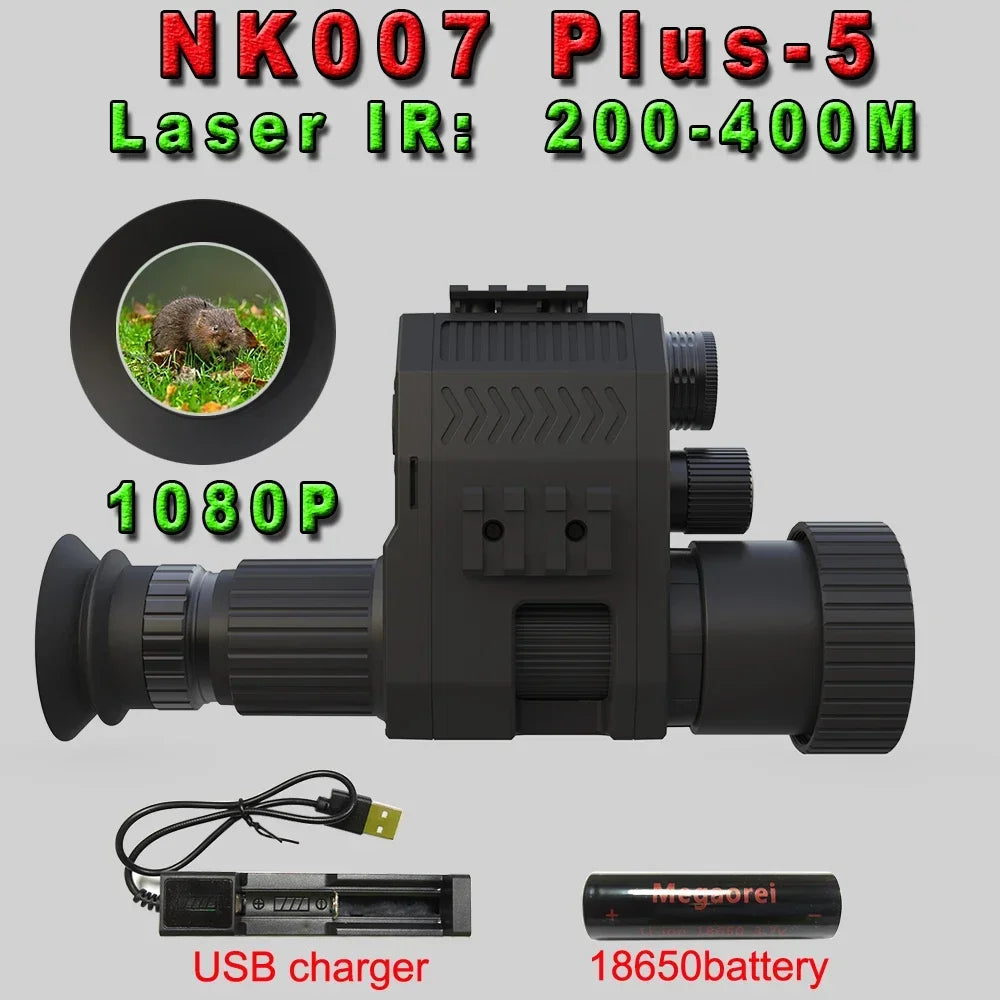 Megaorei NK007plus 200-400M Monocular 1080P Digital Night Vision Scope Infrared Camcorder with 4x Zoom for Outdoor Hunting