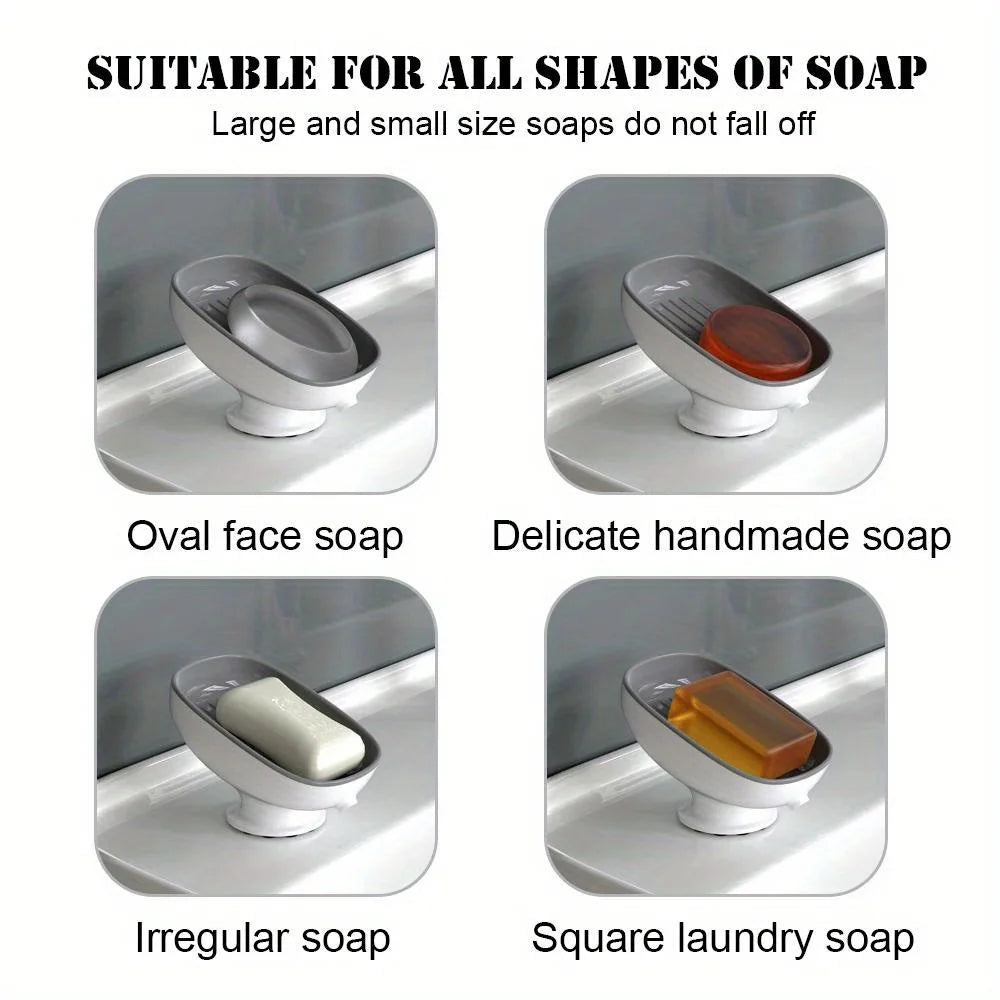 1pc Creative Soap Dish, Drain Soap Tray, Soap Holder With Suction Cup, Soap Rack For Bathroom Accessories