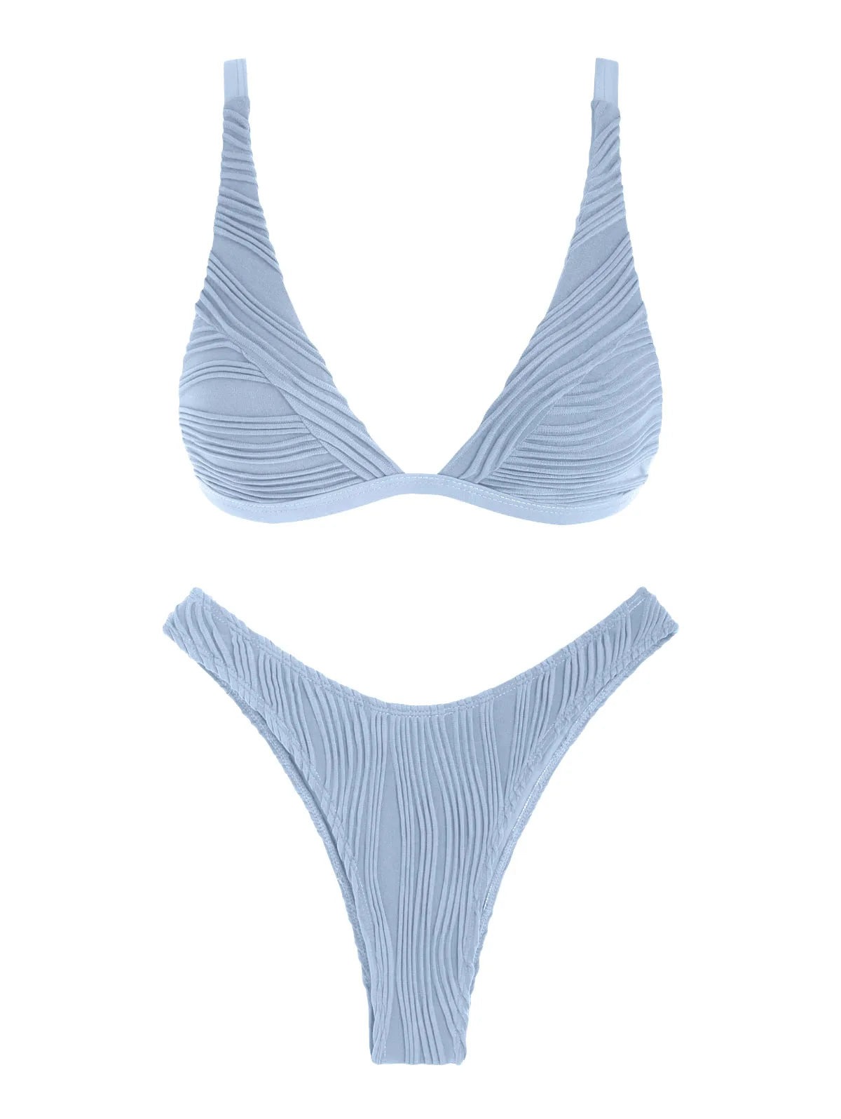 ZAFUL women swimwear Textured High Cut Bikini Swimwear
