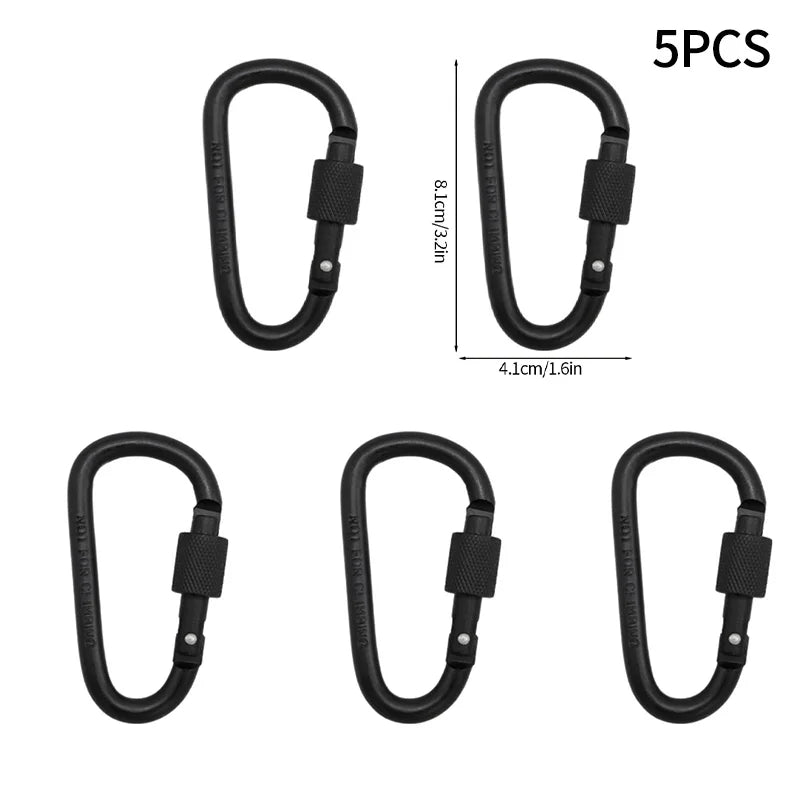 1/5 Camping Backpack Keychain Tent Hook Survival Buckle Tactical Carabiner Aluminium Alloy Mountaineering Buckle Camping Tool