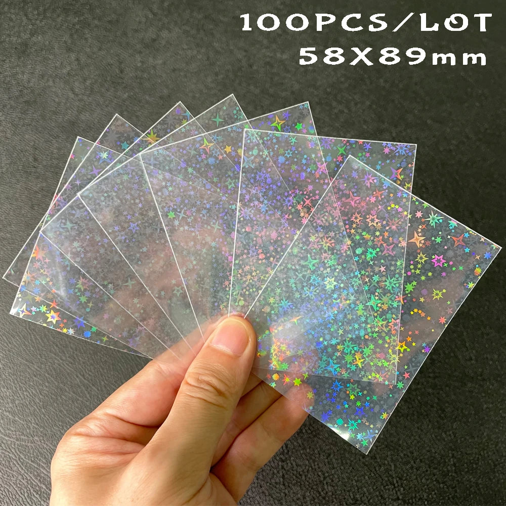 100pcs/Lot Heart-shaped Foil Laser Top Loading TCG Card Sleeves YGO Board Game Photo Protector Trading Cards Shield Cover