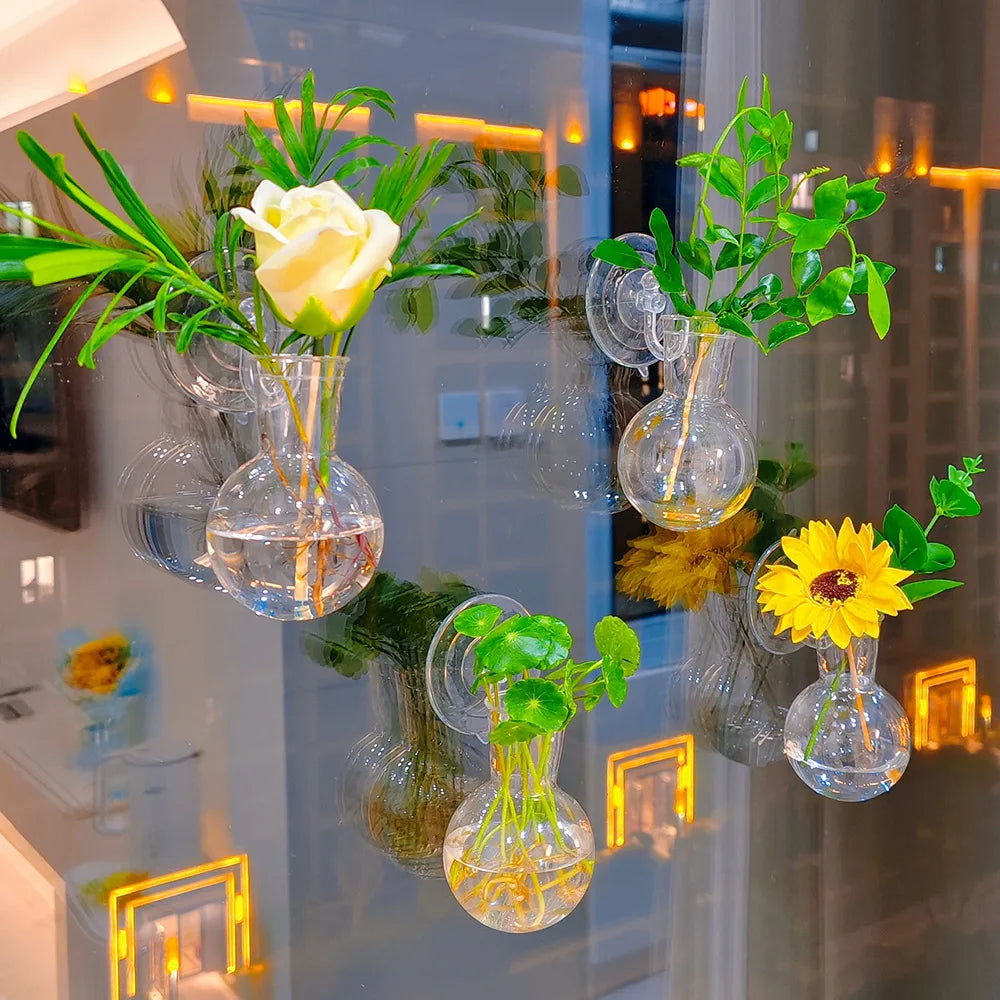 Creative Semi Circular Class Wall Mounted Vase Flower Plate Plant Hydroponic Aquarium Wall Fish Tank Aquarium Home Decoration