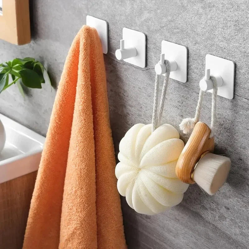 1/2/6Pcs Strong Adhesive Wall Hook Sticker Hanging Coat Rack Clothes Hanger Shower Robe Hook Kitchen Bathroom Towel hooks Black