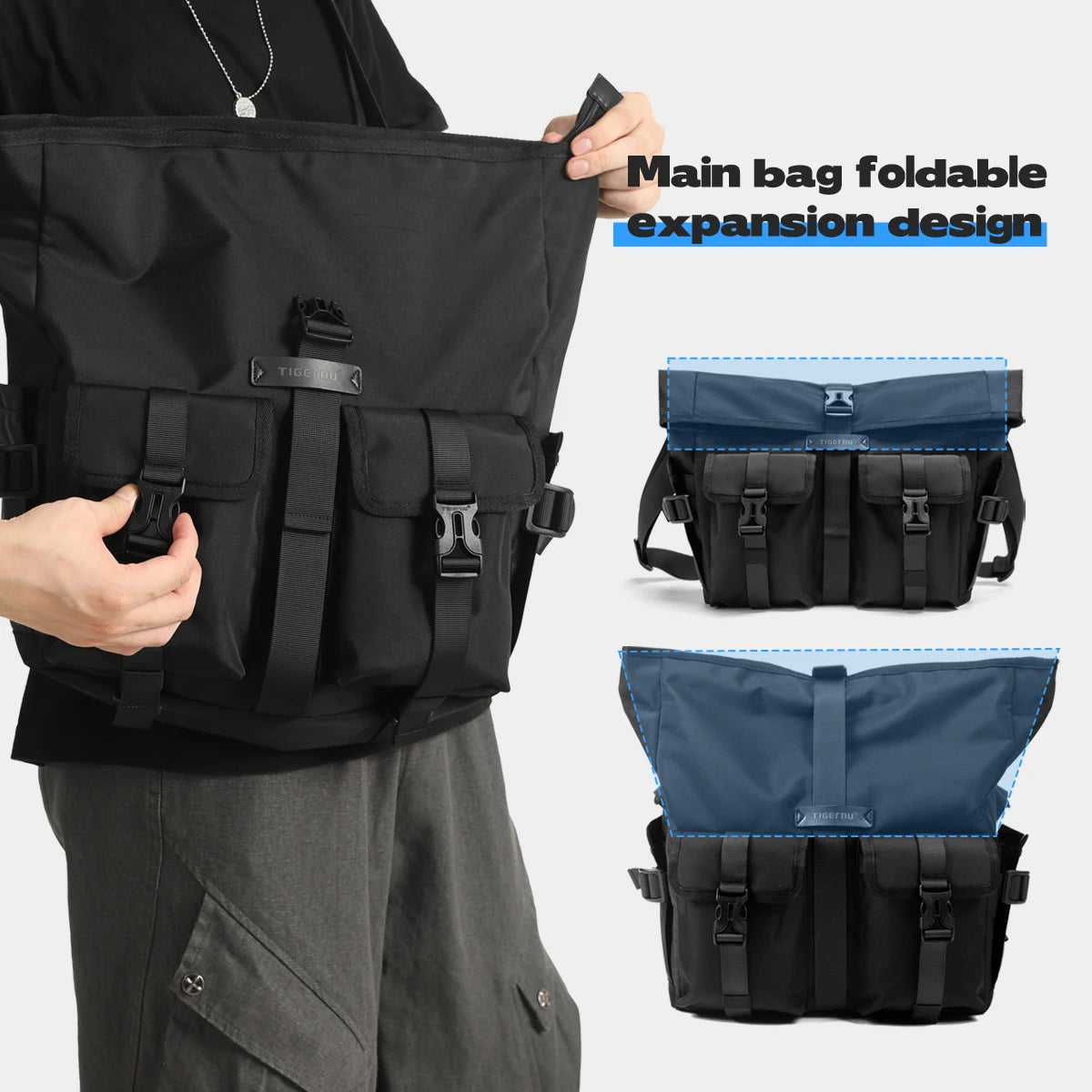 Tigernu Fashion Messenger Bags Male Shoulder Bags 13.3inch Laptop Bag Outdoor Crossbody Bags For Men Cycling Bags Boys Messenger
