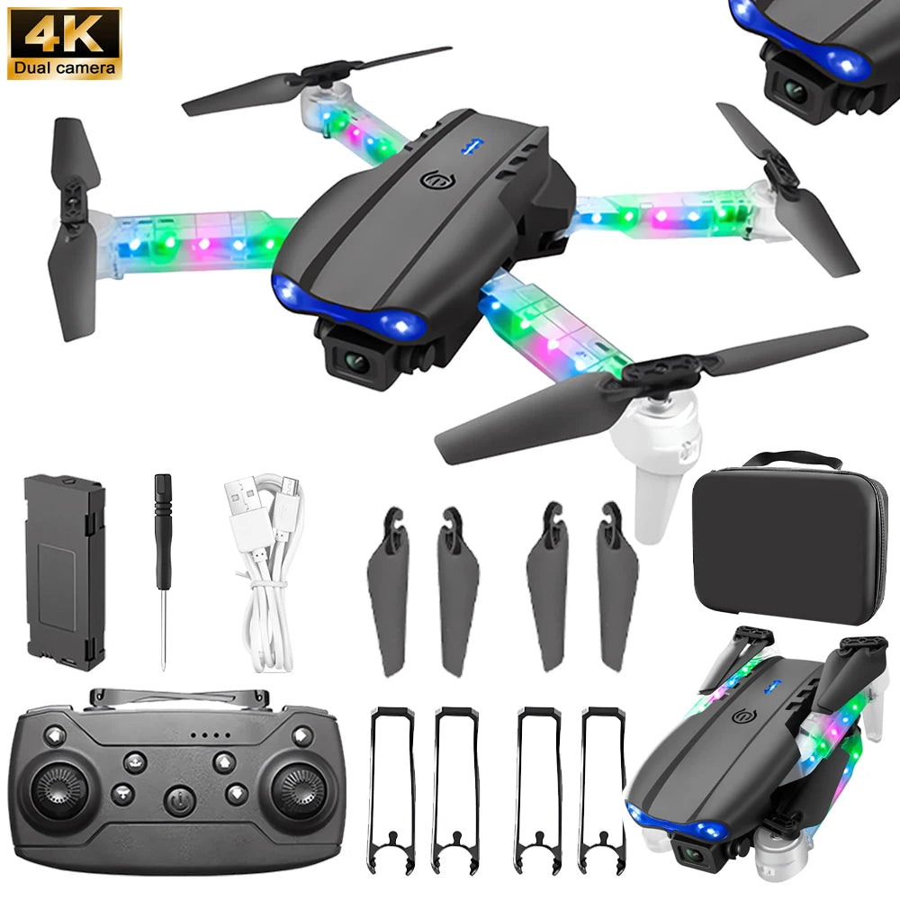 Quadcopter Drone with Colorful Light E99D Dual Camera Hd1080P Wifi Fpv Height Gift Toy Drone