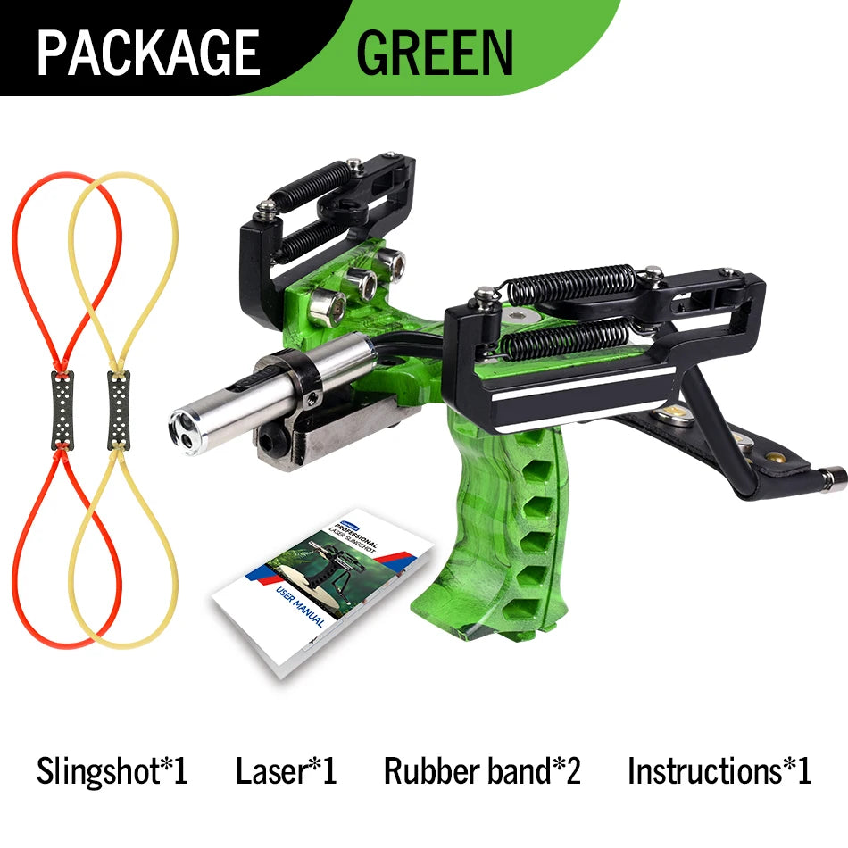 4-Color Powerful Laser Slingshot, Outdoor Hunting Shooting, Fast Sling Shot, Rubber Band Set, Practice Competition Exclusive